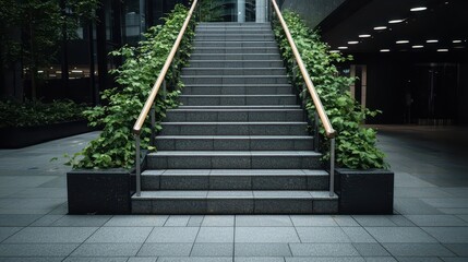 Fototapeta premium Modern Stone Stairs With Handrails