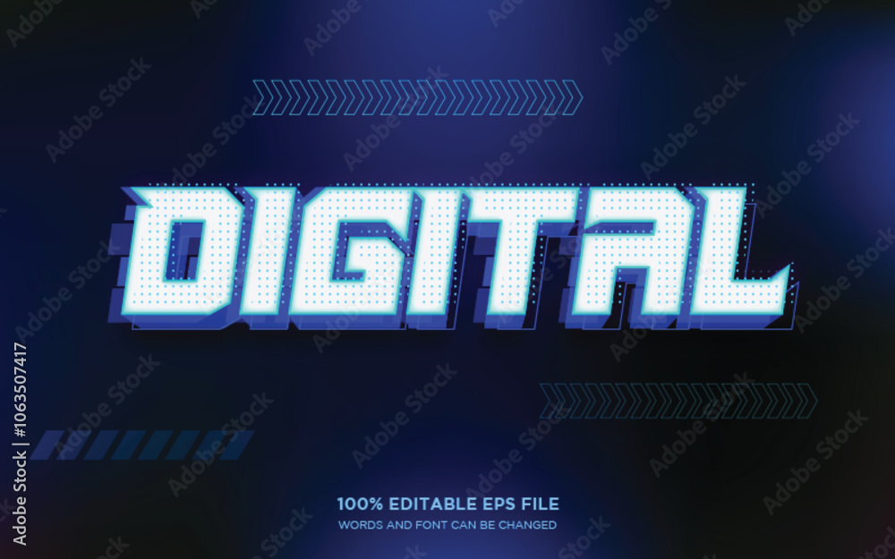 Poster cyber digital 3d editable text style effect