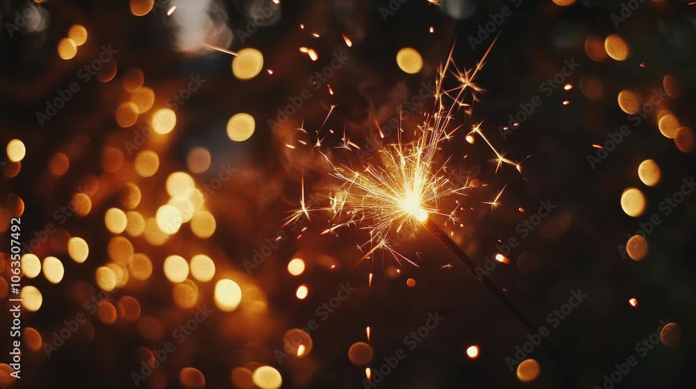 Poster sparkler with bokeh background in evening light