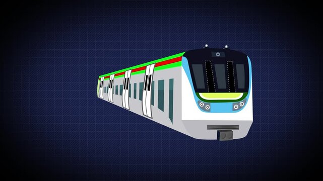 glowing train icon animation on grit background 4k video animation.
