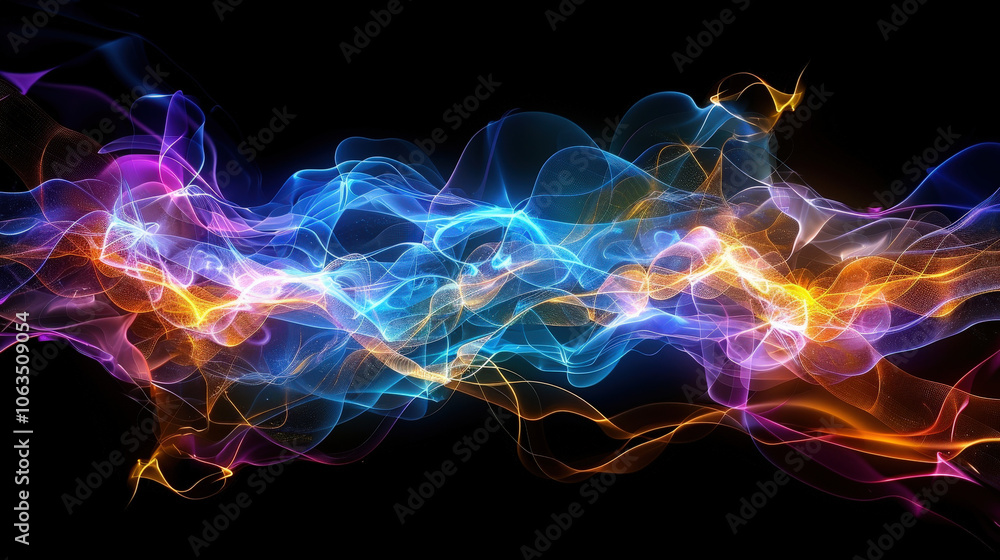 Aufkleber vibrant abstract waves of color flow seamlessly across dark background, creating dynamic and energet