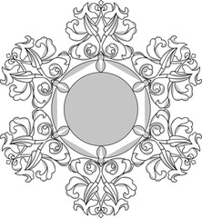 Vector sketch illustration silhouette design ornate decoration floral ornament classic vintage ethnic 