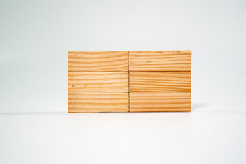 wooden block jenga on white background
