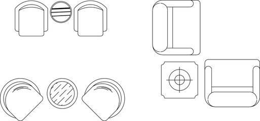 Vector sketch illustration silhouette design of furniture table chairs interior terrace room