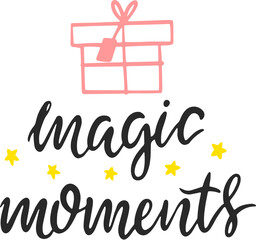 Magic moments lettering with Christmas gift.