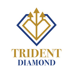 trident diamond flat minimalist logo design