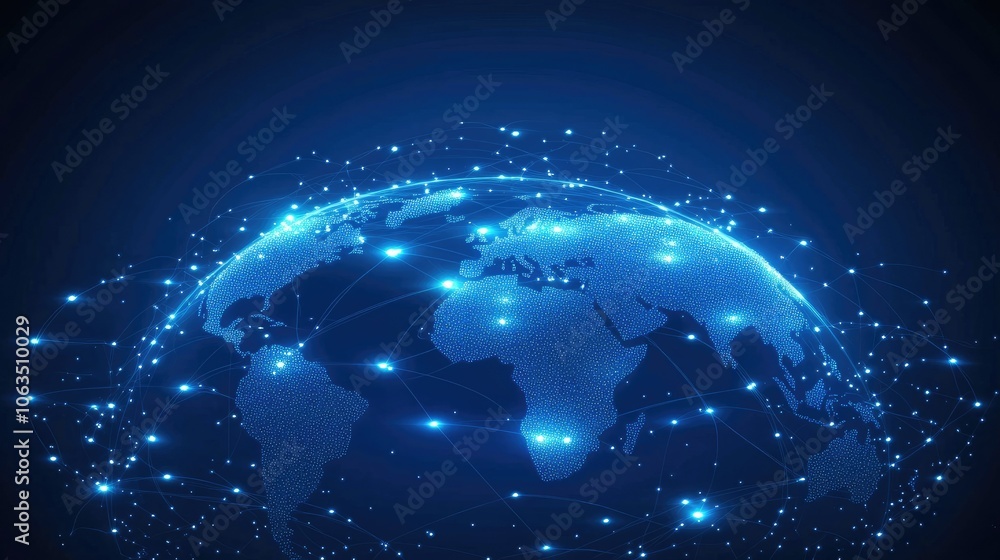 Poster digital network globe with data connections