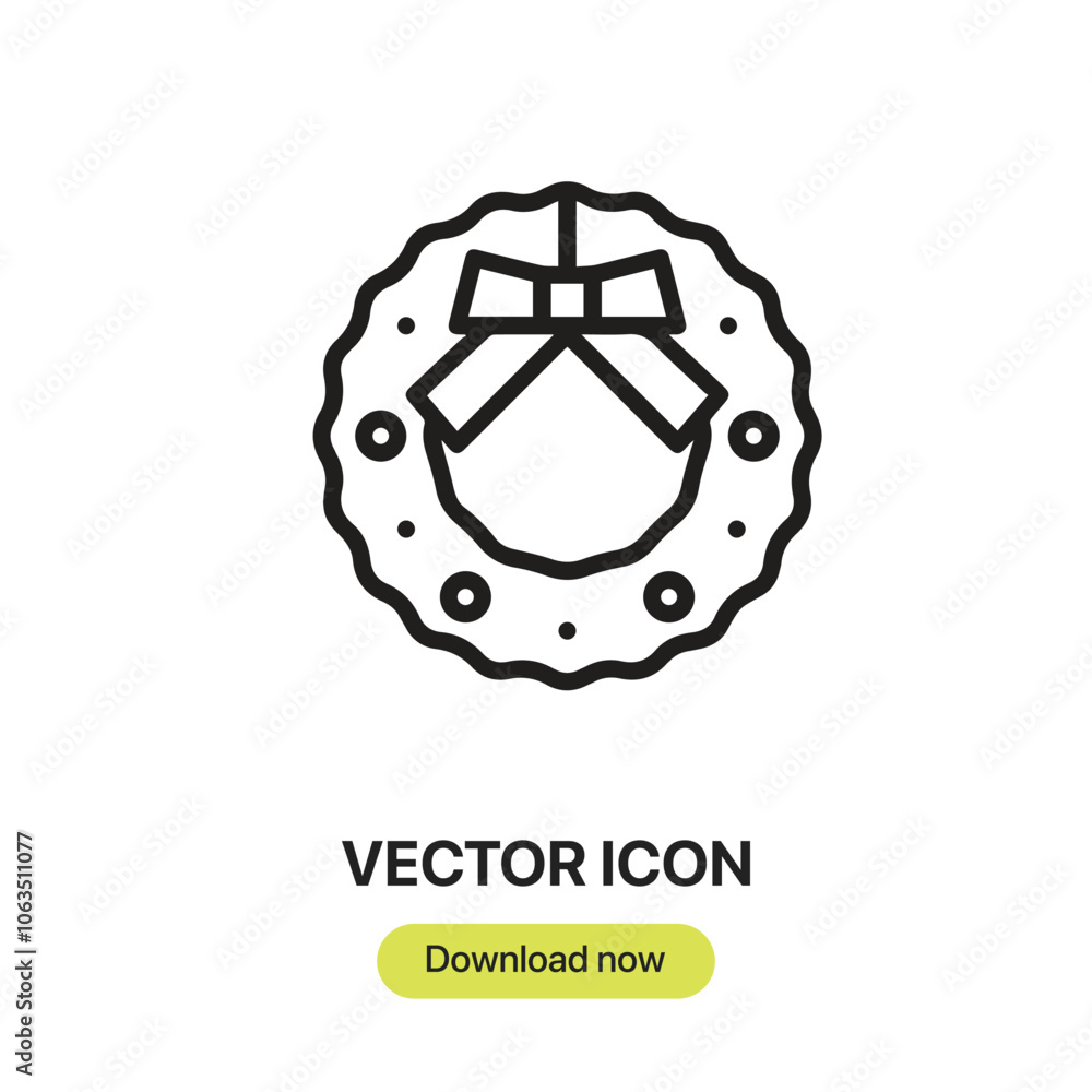 Poster christmas wreath icon vector. linear-style sign for mobile concept and web design. christmas wreath 