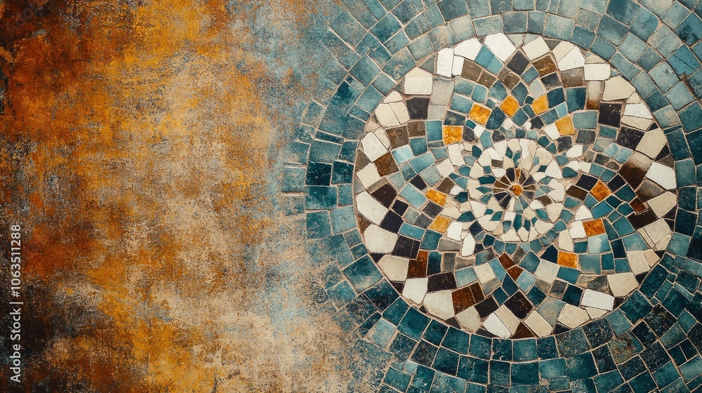 Poster colorful mosaic pattern on textured background
