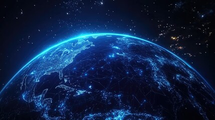 Obraz premium Stunning Earth View with Cosmic Blue Lights