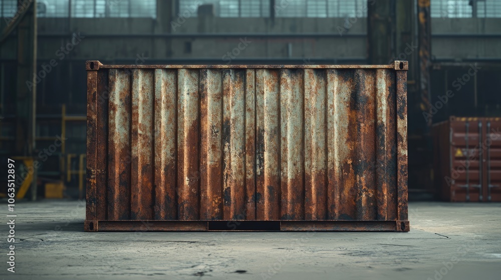 Poster an industrial container with a distressed rustic texture and matte finish, ideal for displaying crea