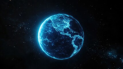 Obraz premium Futuristic Earth in Space with Neon Glow