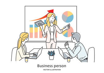 プレゼンをする女性会社員