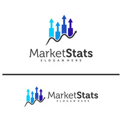 Fototapeta premium Chart stats logo template. Market success vector design. Growth graph illustration