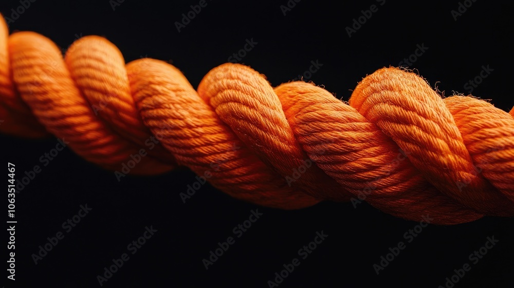 Aufkleber orange rope set against a black background creates a striking contrast. the rough texture of the ora