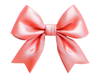 Delicate coral ribbon bow tied with care, cut out transparent