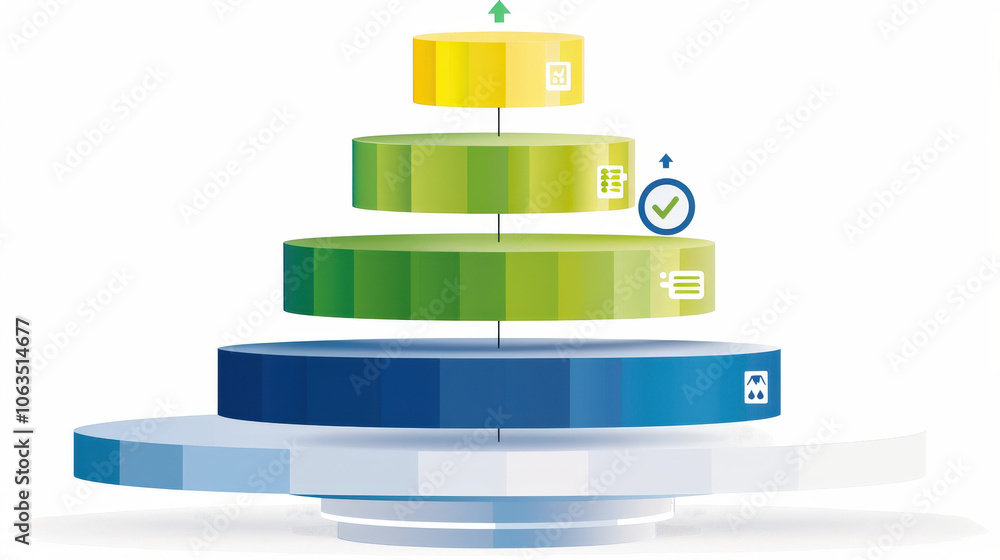 Aufkleber visual representation of layered financial chart with blue and green color scheme, illustrating grow