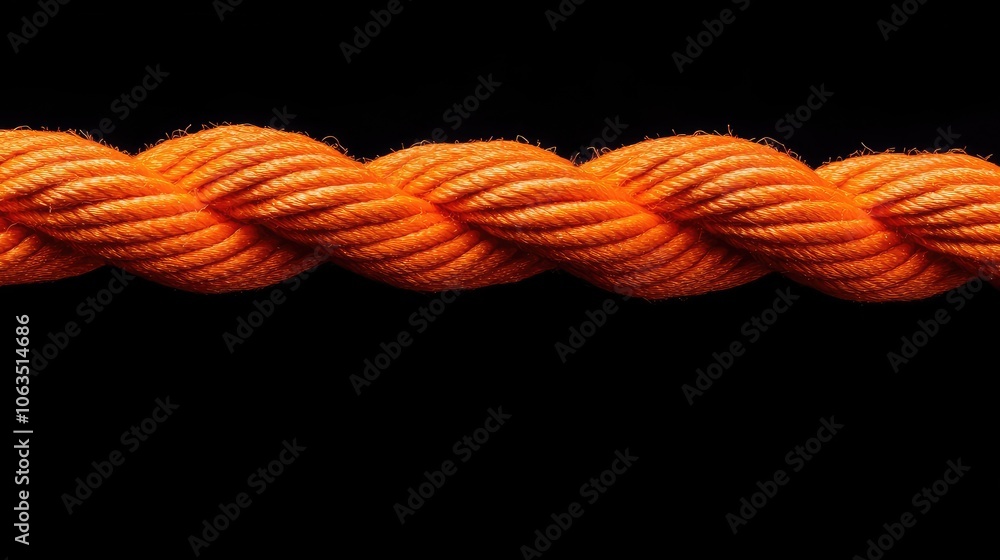 Poster orange rope set against a black background creates a striking contrast. the rough texture of the ora