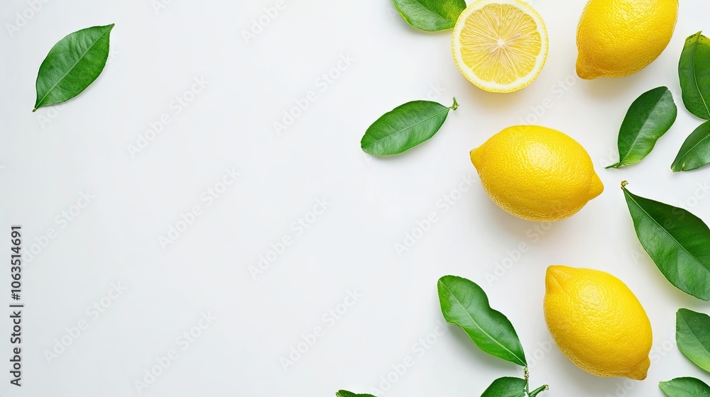 Aufkleber lemon fruit isolated on a clean white background, perfect for creating a fresh and vibrant banner. t