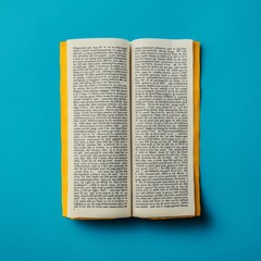 Obraz premium An open book displaying text on a vibrant blue background.