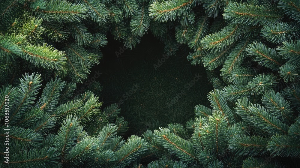 Poster pine branches arranged to form a natural frame, ideal for adding a touch of nature in designs. the p