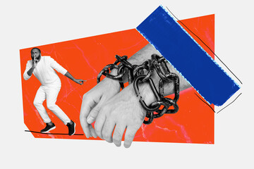 Composite photo collage of american guy show shh gesture secret illegal punishment handcuffs prison...