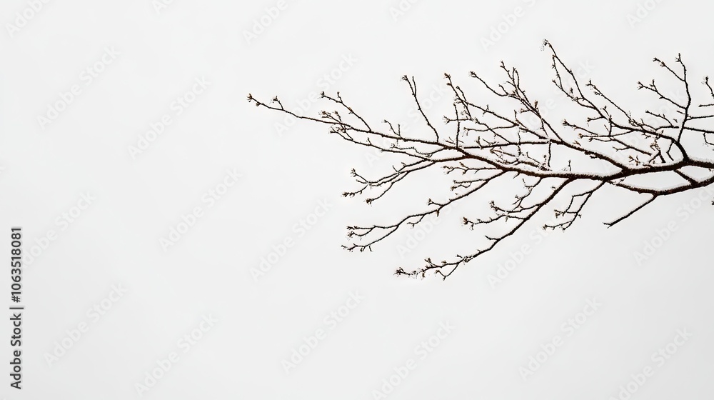Aufkleber isolated bare tree branch captured in a late winter season, emphasizing the stark beauty of a bare t