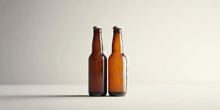 Two unique beer bottles are presented against a plain white background, clearly showcasing their distinctive features and designs in a stark, unobtrusive setting.