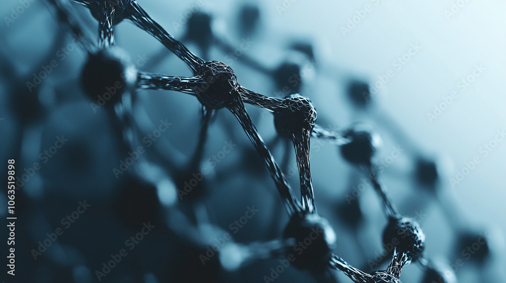 Poster complex interconnected network forming a intricate structure, evoking ideas of technology, science, 