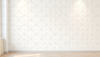 Fototapeta premium A serene and understated geometric pattern adorns the walls, featuring intricate.