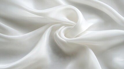 Obraz premium Elegant white silk fabric with a smooth texture creates a luxurious landing zone, perfect for elegant presentations. The soft, flowing nature of this white silk fabric adds an airy quality.