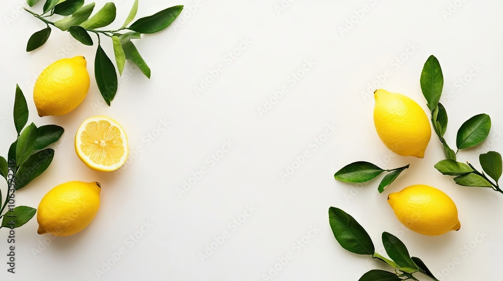 Aufkleber lemon fruit isolated on a clean white background, perfect for creating a fresh and vibrant banner. t