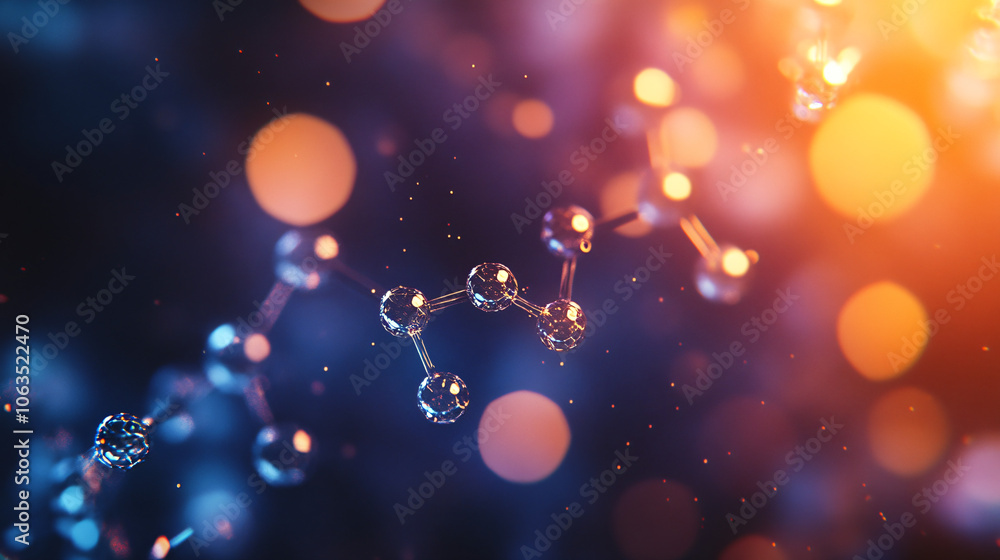 Poster molecule structure 3d rendering floating against a vibrant background