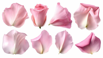 Pink Rose Petals Isolated on White Background, flower, blossom, bloom, floral, delicate