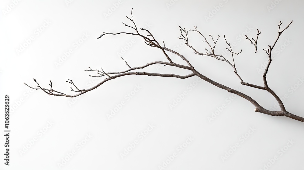 Aufkleber isolated bare tree branch captured in a late winter season, emphasizing the stark beauty of a bare t