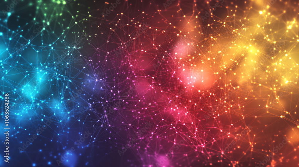 Poster Creating an abstract background with a vibrant plexus structure of dots and lines