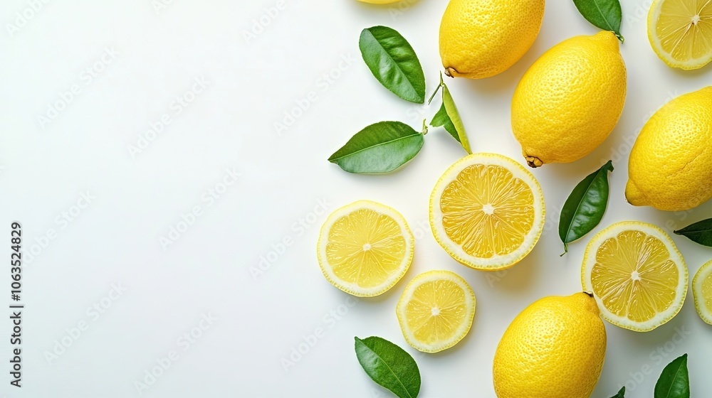 Aufkleber lemon fruit isolated on a clean white background, perfect for creating a fresh and vibrant banner. t