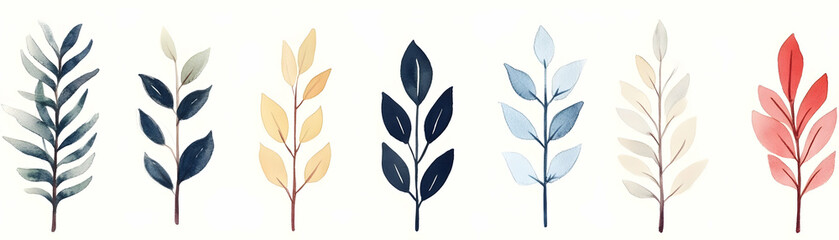Watercolor Branch Illustration Set, leaves, foliage, floral, botanical, greenery