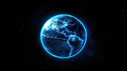 Naklejka premium Blue Earth Globe in Space with Bright Details