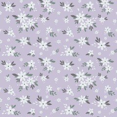 Seamless pattern with white flowers