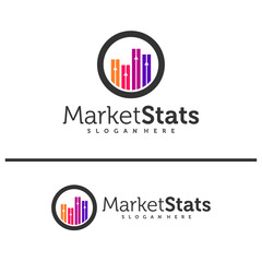 Chart stats logo template. Market success vector design. Growth graph illustration