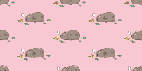 pygmy hippo seamless pattern baby Hippo vector sleeping hippopotamuses zoo pet animal cartoon character doodle tile background gift wrapping paper repeat wallpaper scarf isolated illustration design
