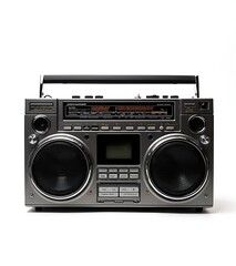 Fototapeta premium Retro boombox radio cassette recorder isolated on white background