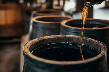 Authentic Soy Sauce Brewing in Wooden Barrels, Showcasing Traditional Techniques - 4K Ultra HD Image-