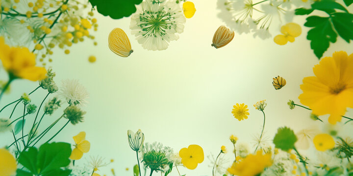 Orange spring themed background illustration with copy space