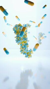 Glucagon-like peptide 1 (GLP1, 7-36) molecule The glucagon like peptide-1 receptor and syringe for the management of type 2 diabetes mellitus, type 2 diabetes 3d rendering