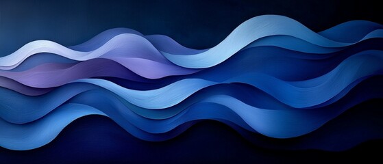 Abstract waves in varying shades of blue create a serene and fluid composition.