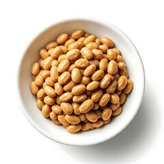 A white bowl of Natto isolated on white background
