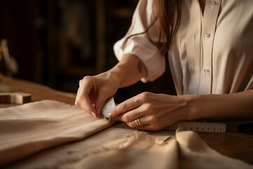 Obraz premium AI generated image of work in a garment industry textile factory sewing clothes