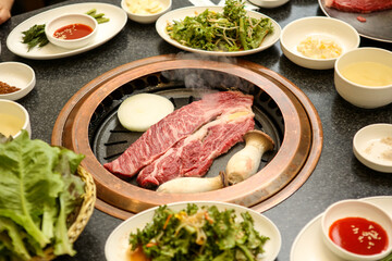 Korean barbecue. Korean beef sirloin